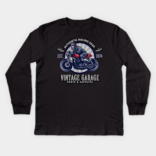 Vintage Garage Racing Gear Motorcycle Design Kids Long Sleeve T-Shirt